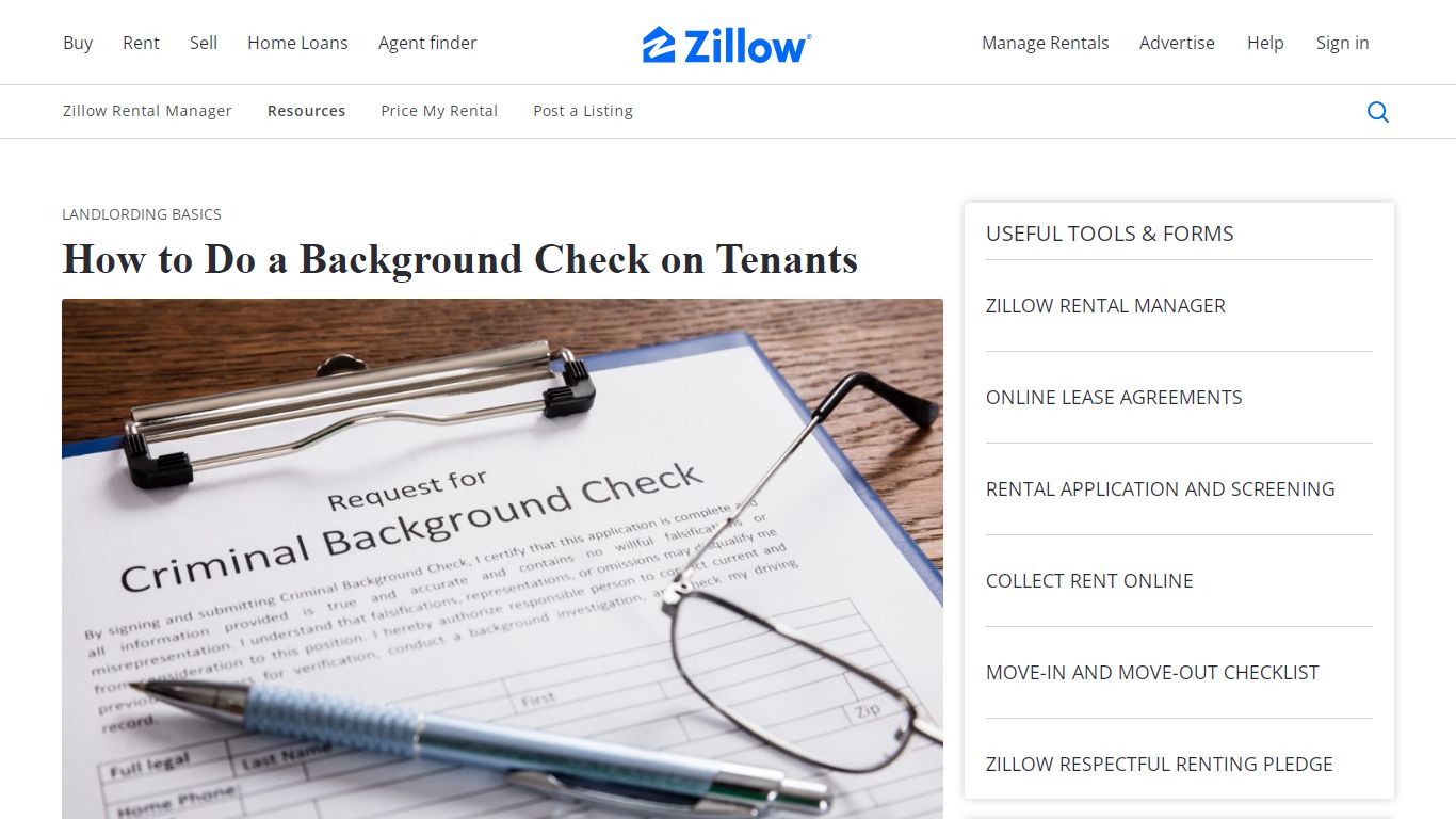 Tenant Background Check | Zillow Rental Manager - Rentals Resource Center